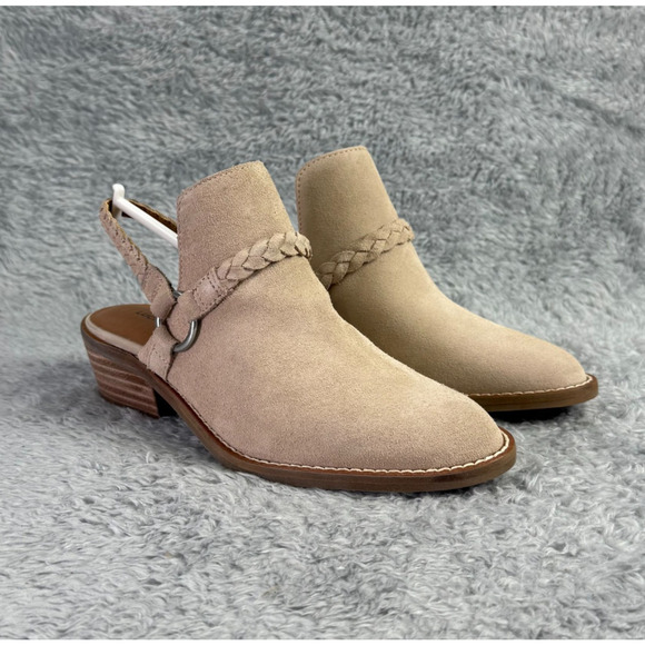 Lucky Brand Fenise Clogs Tan Coffee Suede Booties Women's Size 7.5 Backstrap - Picture 4 of 11